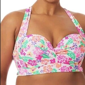 California Waves Plus Multicolor Cross Back Push Up Bikini Top 20/22 NWT